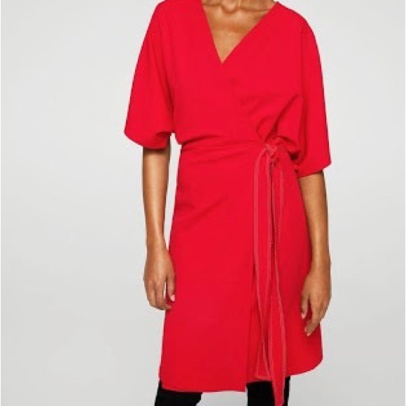 Mango NWT red wrap dress size L - Picture 3 of 5